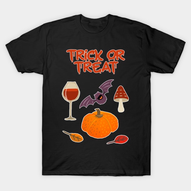 Trick or treat autumn Halloween design T-Shirt by Daria Popkova